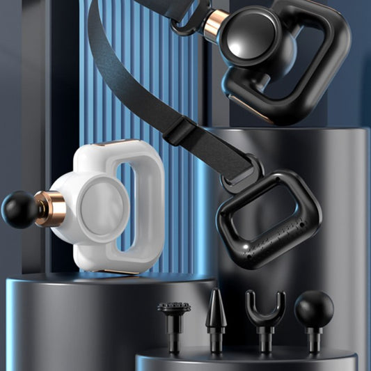 Relivora Gun Electric Whole Body Muscle Relaxation Massager accessories including heads and strap.